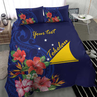 Personalised Tokelau Tropical Hibiscus Bedding Set With Polynesian Plumeria Tattoo