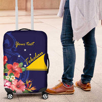 Personalised Tokelau Tropical Hibiscus Luggage Cover With Polynesian Plumeria Tattoo LT9 Blue - Polynesian Pride