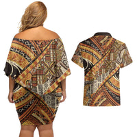 Hawaiian Style Tapa Couples Matching Off Shoulder Short Dress and Hawaiian Shirt Vintage Seamless Pattern LT9 - Polynesian Pride