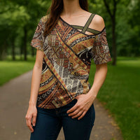 Hawaiian Style Tapa Cross Shoulder Shirt Vintage Seamless Pattern LT9 - Polynesian Pride