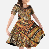 Hawaiian Style Tapa Family Matching Off The Shoulder Long Sleeve Dress and Hawaiian Shirt Vintage Seamless Pattern - Polynesian Pride