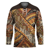 Hawaiian Style Tapa Hockey Jersey Vintage Seamless Pattern LT9 Unisex Red - Polynesian Pride