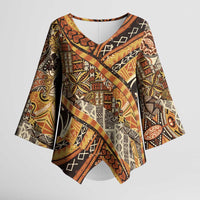 Hawaiian Style Tapa Kimono Sleeve Blouse Vintage Seamless Pattern - Polynesian Pride