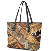 Hawaiian Style Tapa Leather Tote Bag Vintage Seamless Pattern - Polynesian Pride