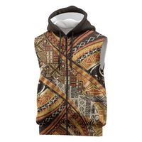 Hawaiian Style Tapa Sleeveless Zip Hoodie Vintage Seamless Pattern LT9 Red - Polynesian Pride