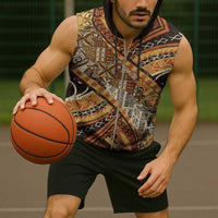 Hawaiian Style Tapa Sleeveless Zip Hoodie Vintage Seamless Pattern - Polynesian Pride