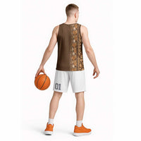 Hawaiian Tribal Elements Hibiscus Basketball Jersey Gold Pattern - Polynesian Pride
