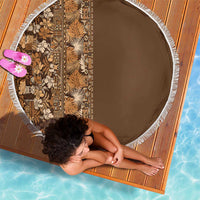 Hawaiian Tribal Elements Hibiscus Beach Blanket Gold Pattern - Polynesian Pride