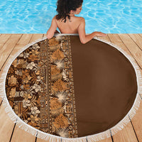 Hawaiian Tribal Elements Hibiscus Beach Blanket Gold Pattern - Polynesian Pride