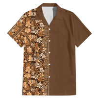 Hawaiian Tribal Elements Hibiscus Family Matching Mermaid Dress and Hawaiian Shirt Gold Pattern - Polynesian Pride