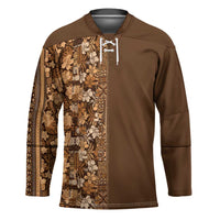 Hawaiian Tribal Elements Hibiscus Hockey Jersey Gold Pattern - Polynesian Pride