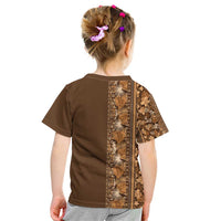 Hawaiian Tribal Elements Hibiscus Kid T Shirt Gold Pattern - Polynesian Pride
