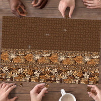 Hawaiian Tribal Elements Hibiscus Puzzle Gold Pattern - Polynesian Pride