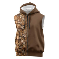 Hawaiian Tribal Elements Hibiscus Sleeveless Zip Hoodie Gold Pattern LT9 Gold - Polynesian Pride