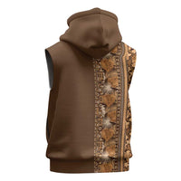 Hawaiian Tribal Elements Hibiscus Sleeveless Zip Hoodie Gold Pattern LT9 - Polynesian Pride