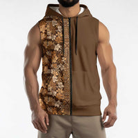 Hawaiian Tribal Elements Hibiscus Sleeveless Zip Hoodie Gold Pattern LT9 - Polynesian Pride