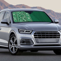 Hawaiian Tribal Elements Hibiscus Auto Sun Shade Green Pattern - Polynesian Pride