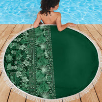 Hawaiian Tribal Elements Hibiscus Beach Blanket Green Pattern - Polynesian Pride