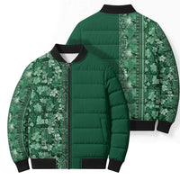 Hawaiian Tribal Elements Hibiscus Bomber Puffer Jacket Green Pattern - Polynesian Pride