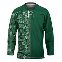 Hawaiian Tribal Elements Hibiscus Hockey Jersey Green Pattern LT9 Unisex Green - Polynesian Pride
