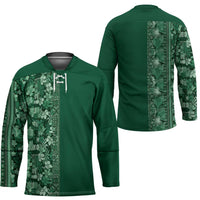 Hawaiian Tribal Elements Hibiscus Hockey Jersey Green Pattern - Polynesian Pride