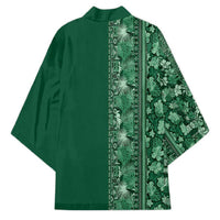 Hawaiian Tribal Elements Hibiscus Kimono Green Pattern - Polynesian Pride