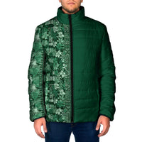 Hawaiian Tribal Elements Hibiscus Padded Jacket Green Pattern - Polynesian Pride