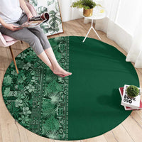 Hawaiian Tribal Elements Hibiscus Round Carpet Green Pattern - Polynesian Pride