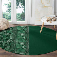 Hawaiian Tribal Elements Hibiscus Round Carpet Green Pattern - Polynesian Pride