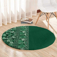 Hawaiian Tribal Elements Hibiscus Round Carpet Green Pattern - Polynesian Pride