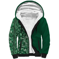Hawaiian Tribal Elements Hibiscus Sherpa Hoodie Green Pattern - Polynesian Pride