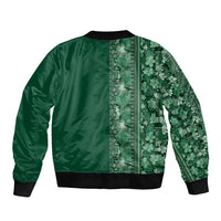 Hawaiian Tribal Elements Hibiscus Sleeve Zip Bomber Jacket Green Pattern - Polynesian Pride