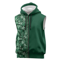 Hawaiian Tribal Elements Hibiscus Sleeveless Zip Hoodie Green Pattern LT9 Green - Polynesian Pride