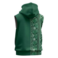 Hawaiian Tribal Elements Hibiscus Sleeveless Zip Hoodie Green Pattern LT9 - Polynesian Pride