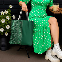 Hawaiian Tribal Elements Hibiscus Tote Bag Green Pattern - Polynesian Pride