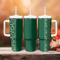 Hawaiian Tribal Elements Hibiscus Tumbler With Handle Green Pattern - Polynesian Pride