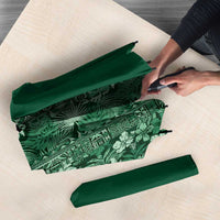 Hawaiian Tribal Elements Hibiscus Umbrella Green Pattern - Polynesian Pride