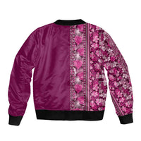 Hawaiian Tribal Elements Hibiscus Bomber Jacket Pink Pattern - Polynesian Pride