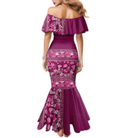 Hawaiian Tribal Elements Hibiscus Family Matching Mermaid Dress and Hawaiian Shirt Pink Pattern - Polynesian Pride