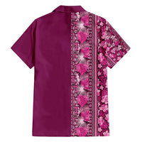 Hawaiian Tribal Elements Hibiscus Family Matching Summer Maxi Dress and Hawaiian Shirt Pink Pattern - Polynesian Pride