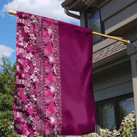 Hawaiian Tribal Elements Hibiscus Garden Flag Pink Pattern - Polynesian Pride