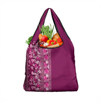 Hawaiian Tribal Elements Hibiscus Grocery Bag Pink Pattern - Polynesian Pride