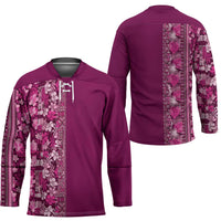 Hawaiian Tribal Elements Hibiscus Hockey Jersey Pink Pattern - Polynesian Pride