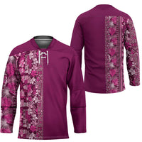 Hawaiian Tribal Elements Hibiscus Hockey Jersey Pink Pattern - Polynesian Pride
