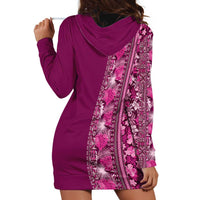 Hawaiian Tribal Elements Hibiscus Hoodie Dress Pink Pattern - Polynesian Pride