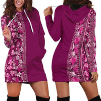 Hawaiian Tribal Elements Hibiscus Hoodie Dress Pink Pattern - Polynesian Pride