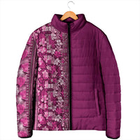 Hawaiian Tribal Elements Hibiscus Padded Jacket Pink Pattern - Polynesian Pride