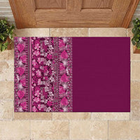Hawaiian Tribal Elements Hibiscus Rubber Doormat Pink Pattern - Polynesian Pride