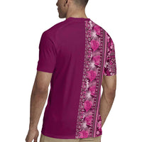 Hawaiian Tribal Elements Hibiscus Rugby Jersey Pink Pattern - Polynesian Pride