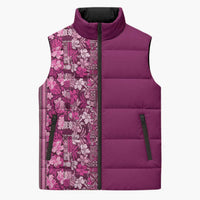 Hawaiian Tribal Elements Hibiscus Sleeveless Puffer Jacket Pink Pattern - Polynesian Pride